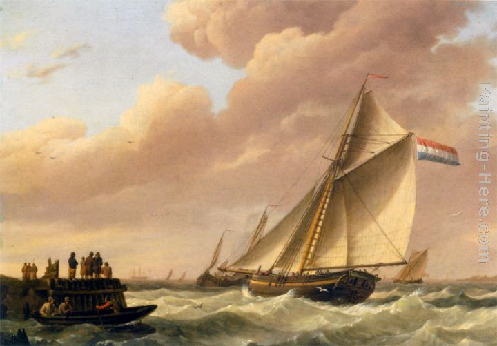 Sailing In Choppy Waters (Part 2 of 2) painting - Johannes Hermanus Koekkoek Sailing In Choppy Waters (Part 2 of 2) art painting